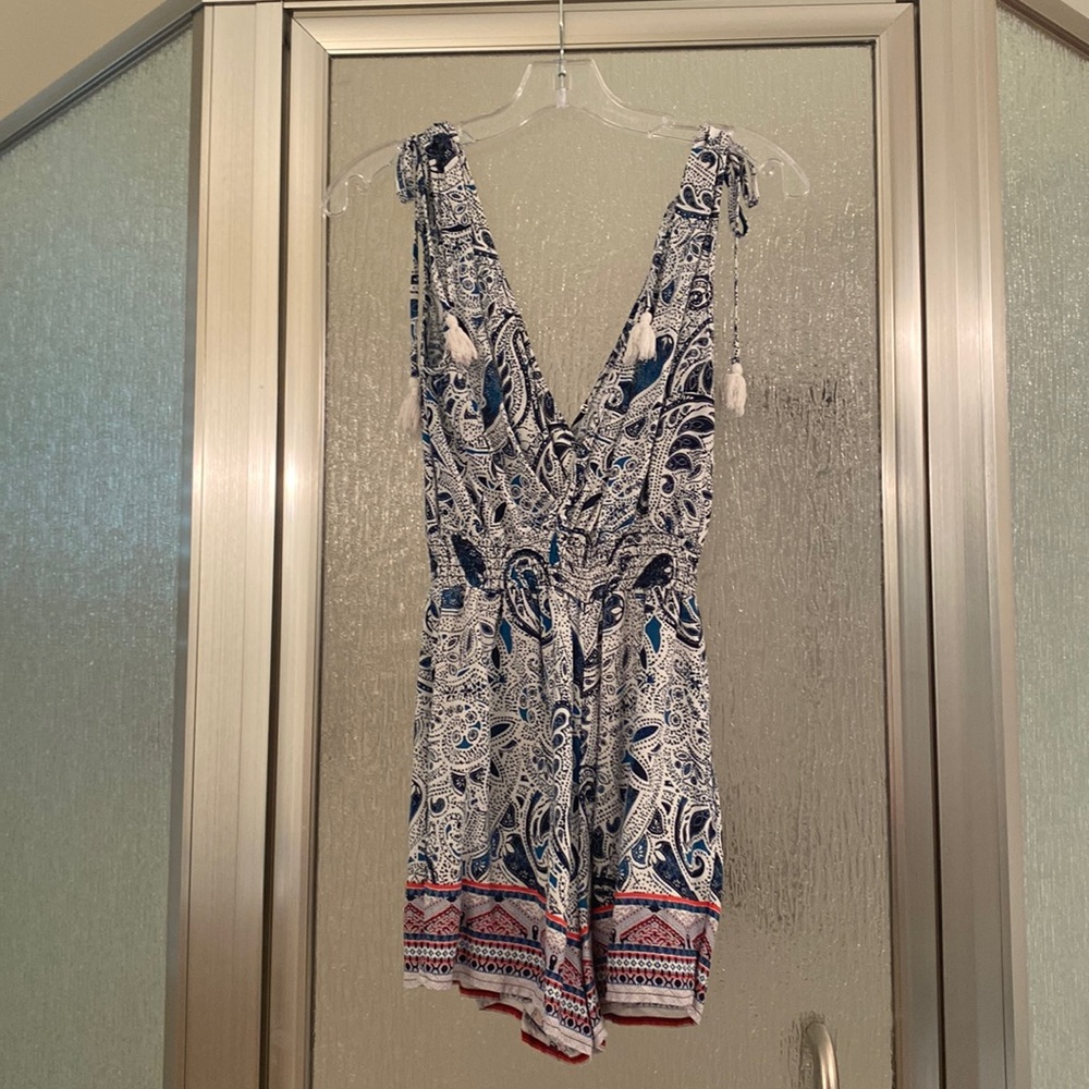 bebop Multicolor Deep V Romper (Never Used)
